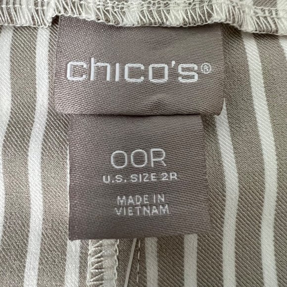 Chicos Womens So Slimming Brigitte Striped Button Ankle Pants Tan Neutral size 2 - Picture 9 of 15